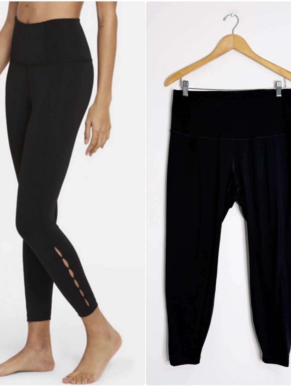 Nike Yoga Dri-FIT 1X Black High Rise Leggings Ankle Cutout 7/8 Pants